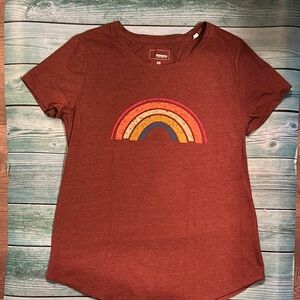 Goodfellow & Co Rust Tee with Rainbow Graphic